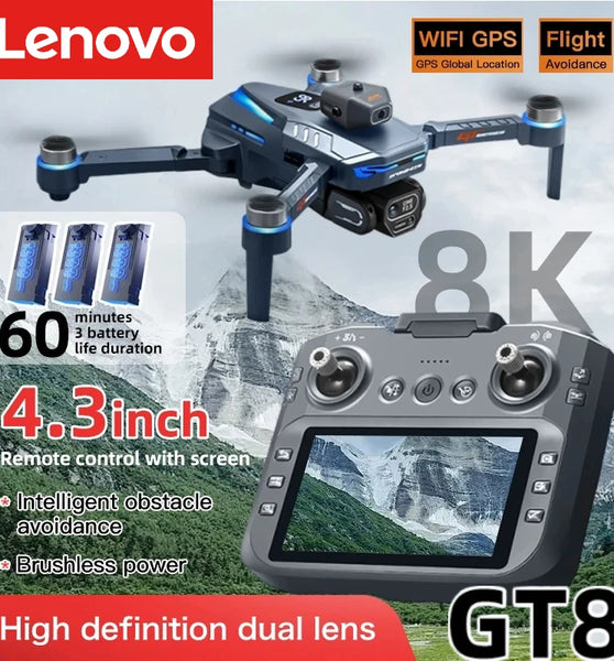 Lenovo GT8 Drone 8K Professional Dual Camera GPS FPV Brushless Motor 4K RC