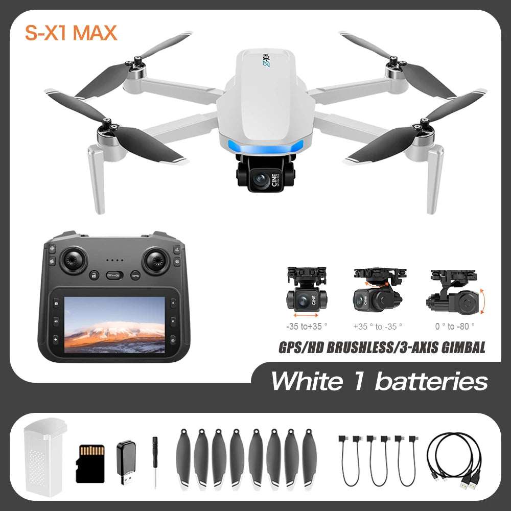 S-X1 MAX 4K Professional Drone With HD Camera 3-Axis Gimbal GPS Dron