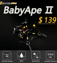 Darwin FPV Baby Ape II Freestyle 3.5inch FPV Racing Drone F411 FC 30A ESC 1504 Motor