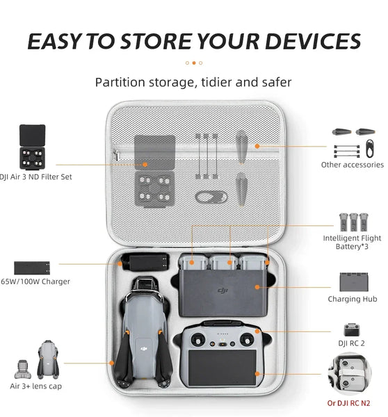 XFJI Portable Carrying Case for DJI Air 3/Air 3S Storage Box DJI Air3S Hard Case Drone